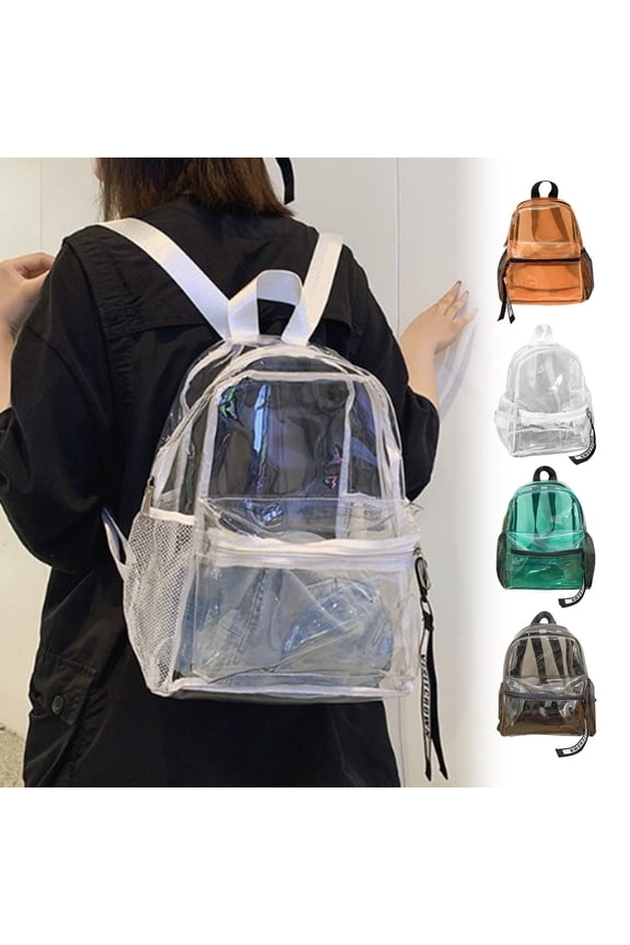 Transparent School Backpack, Water-Resistant PVC School Bag with Ruggedly Ruinforced Shoulder Straps, Lightweight Travel Beach Bag Outdoor School Bag, 11.42x10.24x5.90in