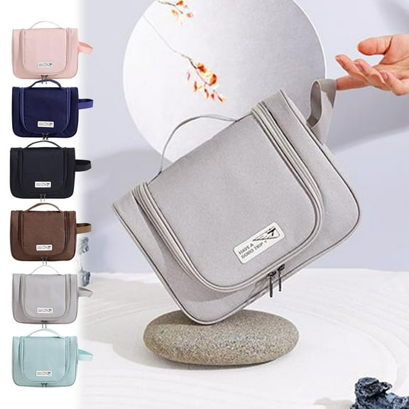 RFUGUG Travel Toiletry Bag for Women Large Capacity with Hook, Portable Makeup Cosmetic Case, Hanging Makeup Bag for Full Sized Toiletries, Travel Essentials for Business Trips and Camping