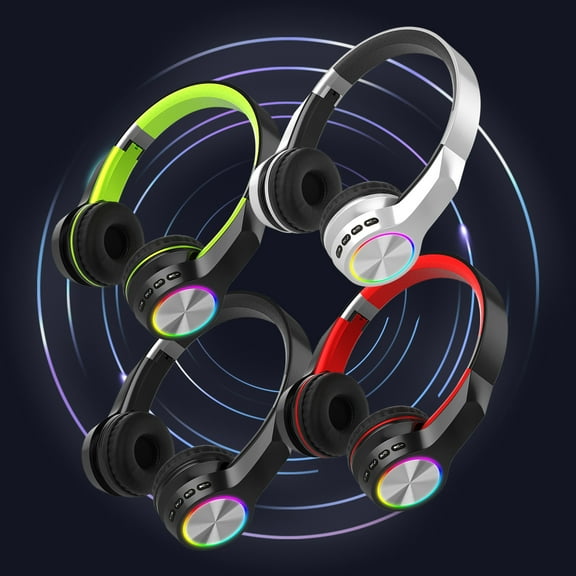 RFUGUG Wireless Glowing Bluetooth Headphones - Over-Ear Design with Card Slot, Foldable Structure, and Enhanced Bass for Immersive Audio Anywhere You Go
