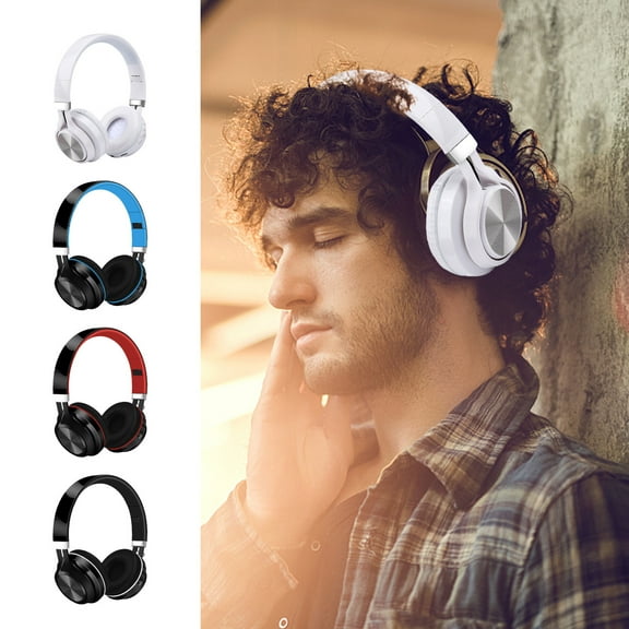 RFUGUG Wireless Over-Ear Bluetooth 5.0 Headphones - Deep Bass, Intelligent Noise Cancellation, Long-Lasting Battery, Foldable Design with TF Card Slot