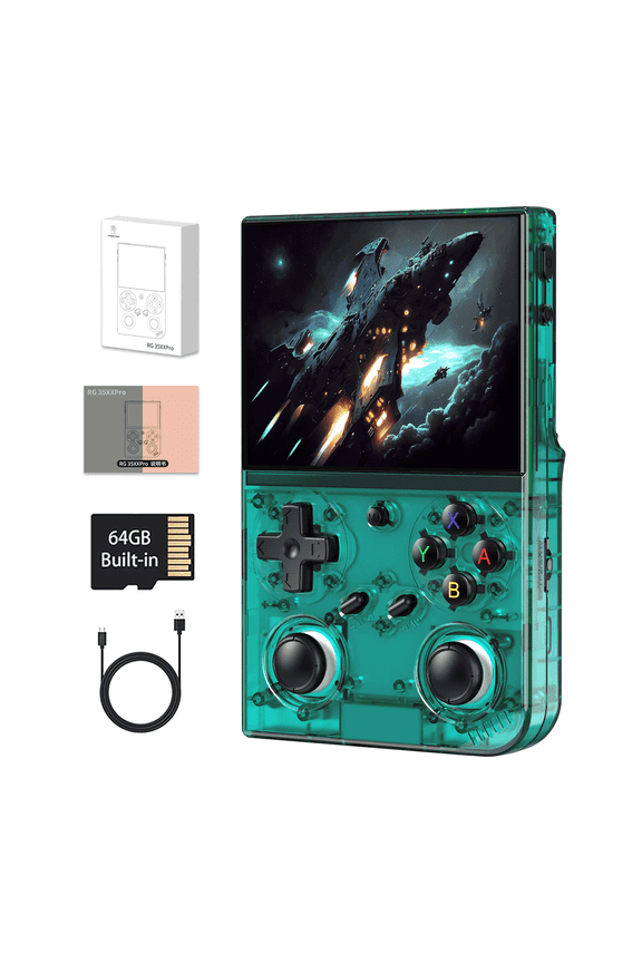 RG 35XXPro Handheld Game Consoles Linux System Pocket Arcade Support 30+ Simulators WiFi Bluetooth HD Output Transparent Teal