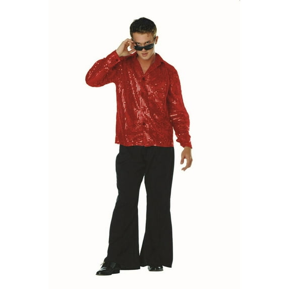 RG Costumes 85177-R Plus Size Disco Inferno 70s Sequin Costume - Red