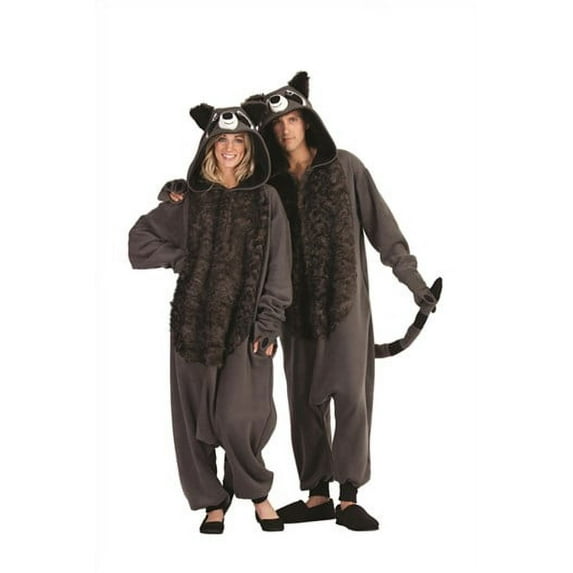 RG Costumes Rocky Raccoon Funsie for Adults with Charcoal Hooded Onesie for One Size, 59" L X 25" W