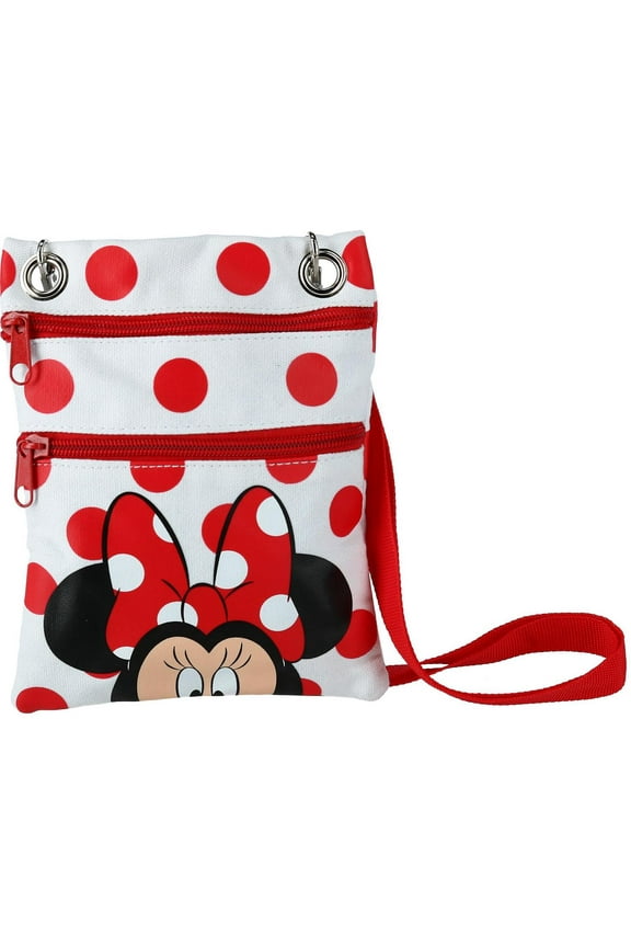 Minnie Polka Dot Zip-Up Passport Bag, Crossbody