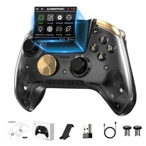 Anbernic RG G01 Wireless Gaming Controller, Hall Effect Triggers, Built-in Display, Heart Rate Monitor, 2100mAh Battery, Compatible with PC, Switch, Android, iOS, Steam(Black)