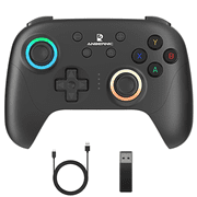 Anbernic RG P01 Wireless Gaming Controller Wireless Controller PC Controller Wired Controller Compatible with Upgraded Dual Vibrate Plug and Play Gamepad Battery Up to 14 Hours Black