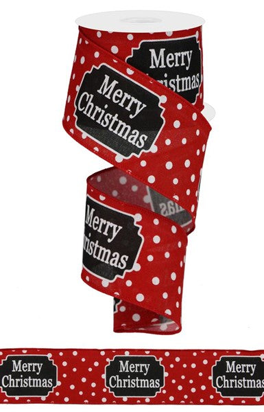 RG Ribbon Wired Ribbon Merry Christmas (Red, Black, White) 2.5 Inches x ...