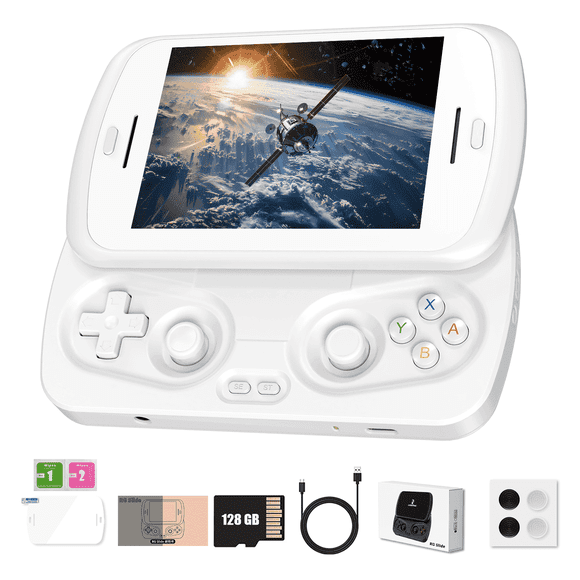 RG Slide Handheld Game Console, 4.7-Inch LTPS In-Cell Screen, Unisoc T820, with Support AI WiFi Bluetooth HD and TV Output, White