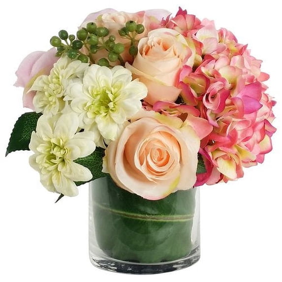 RG Style Artificial Silk Mixed Floral Arrangements in Decorative Vase