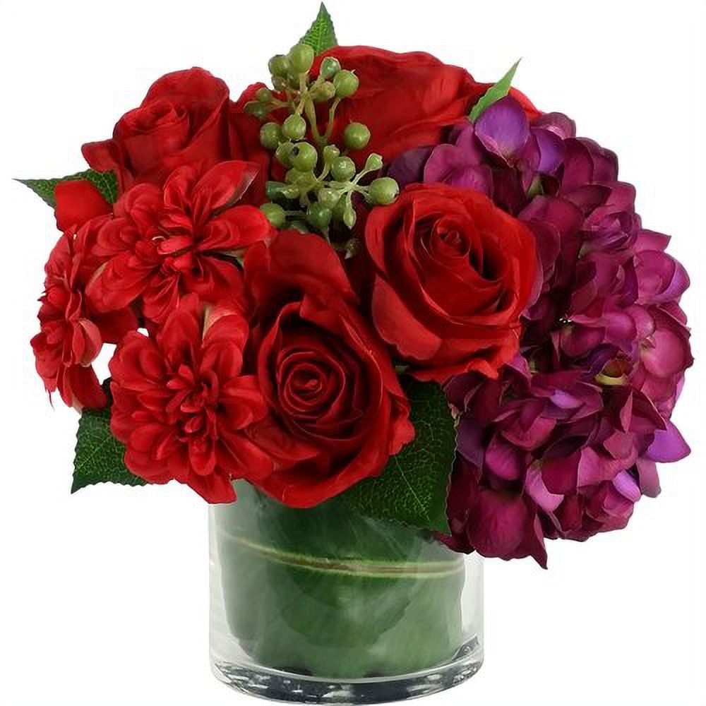 RG Style Artificial Silk Mixed Floral Arrangements in Decorative Vase