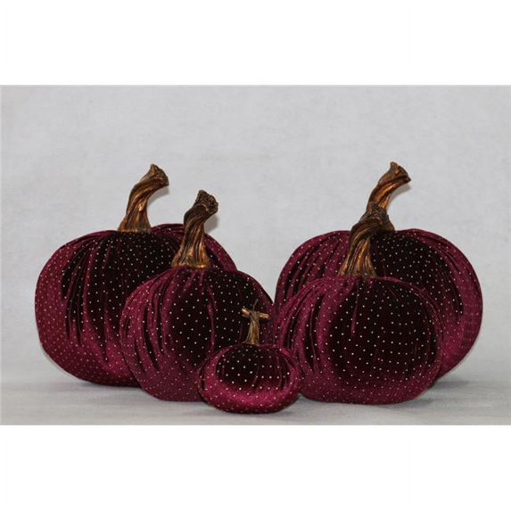 RG Style XM-P1611B Five Mix & Match Luscious with Gold Color Beaded Accented Velvet Eggplant Inflatable Pumpkins