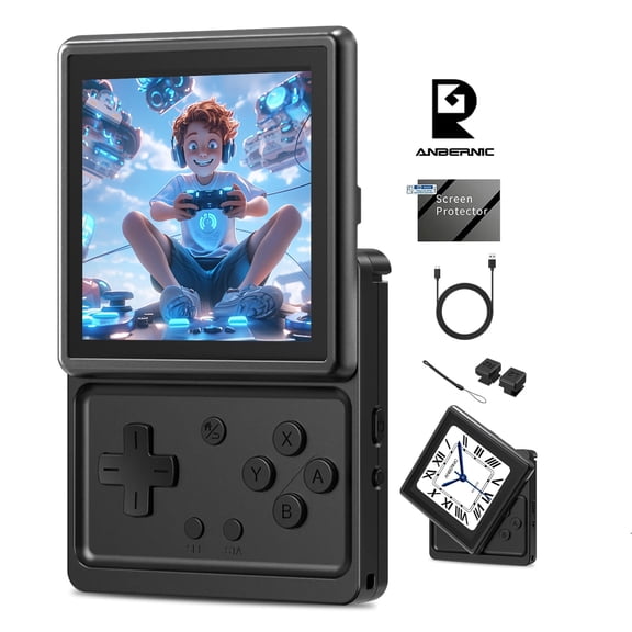 RG rotate Handheld Game Consoles Gaming Console Video Game Console Android 12 Portable Pocket Arcade WiFi Bluetooth HD Output Black