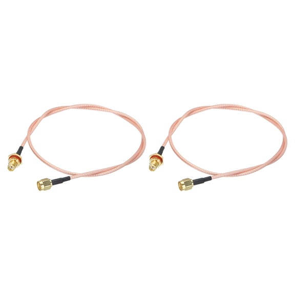 RG316 Coaxial Cables SMA Male to SMA Female Bulkhead Low Loss Coaxial Cable 2FT Orange 2Pcs