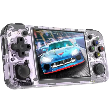 RG35XX H Handheld Game Consoles 3.5inch IPS HD Screen Anbernic Linux System With Purple Colors WiFi Connecting 3300mAh, 64GB, Transparent Purple
