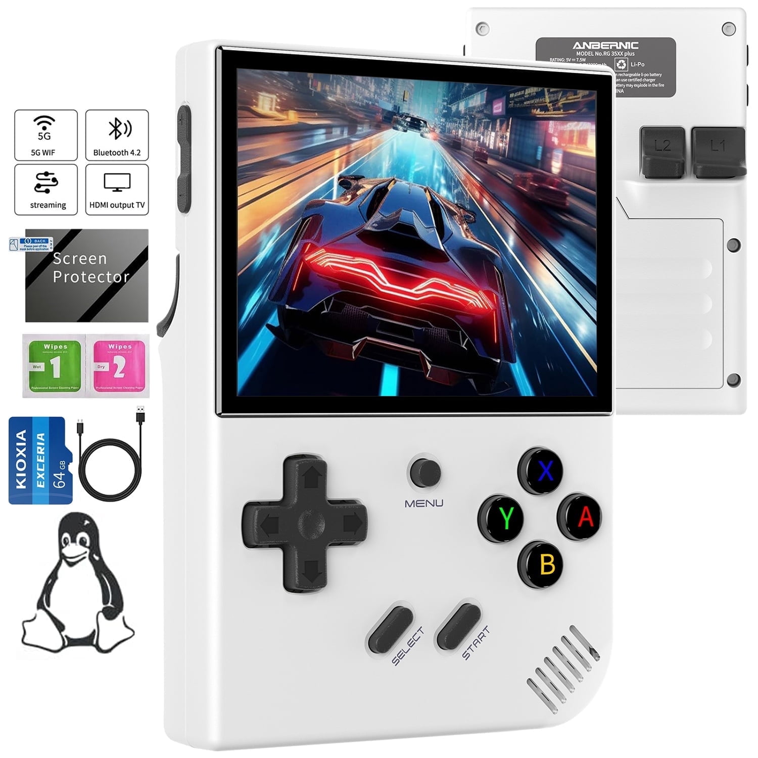 RG35XX Plus Handheld Game Console,Linux System,5G WiFi Bluetooth