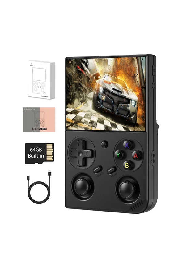 RG35XXPro Handheld Game Consoles Linux 64-bit System Portable Pocket Arcade Support 30+ Simulators WiFi Bluetooth HD Output Black