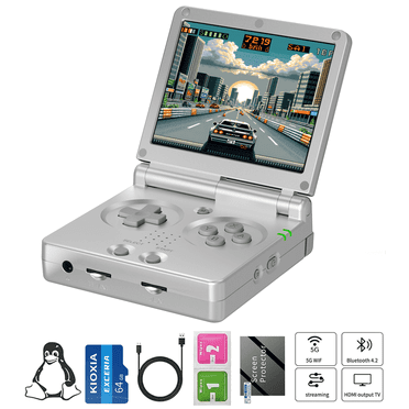 RG35XXSP Handheld Game Console,3.5"Screen,3300mAh Battery,5G WiFi Bluetooth HD and TV Output Silver