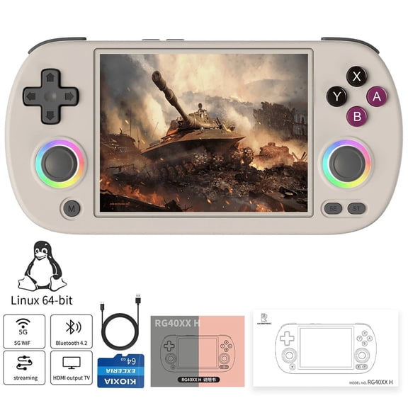 RG40XX H Handheld Game Consoles,4 inch IPS,Linux 64,WiFi Bluetooth HD and TV Output Gray