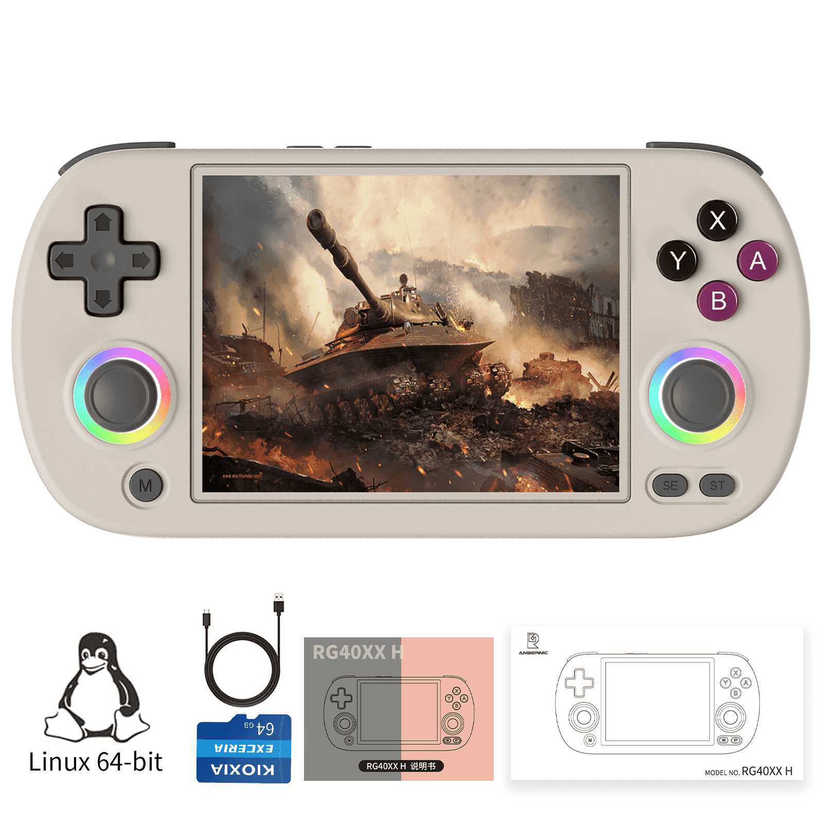 RG40XX H Handheld Game Consoles,4 inch IPS,Linux 64,WiFi Bluetooth HD and TV Output Gray