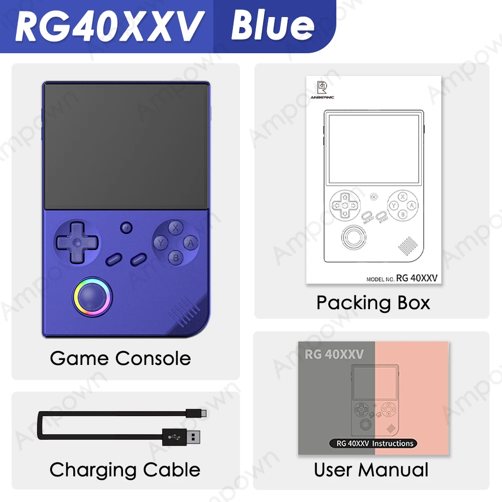 RG40XXV Handheld Game Console 4'' IPS Screen Video Output Joystick RGB lighting Effect Streaming RG 40XXV E-book Player