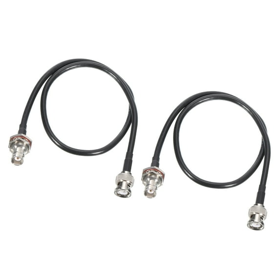RG58 Coaxial Cables,BNC Male to BNC Female Bulkhead mount Low Loss RF Coaxial Cable 1.6FT Black 2Pcs
