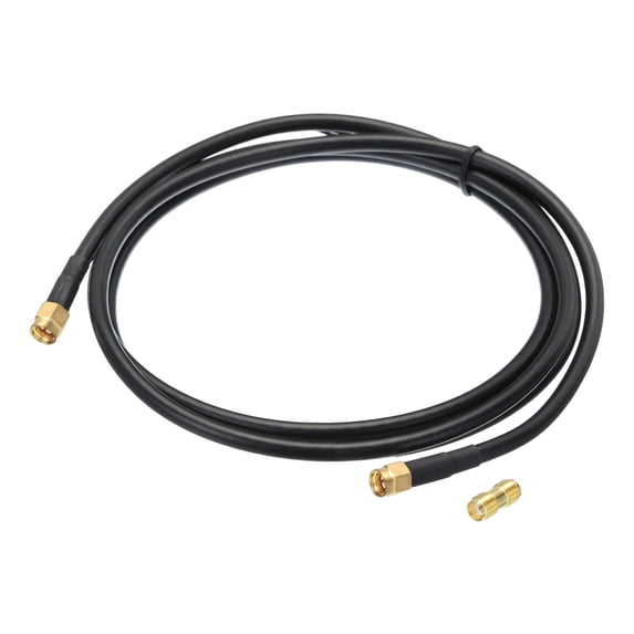 RG58 Coaxial Cables SMA Male To SMA Male With Adapter Low Loss RF Coaxial Cables 4.9FT Black 1Pcs