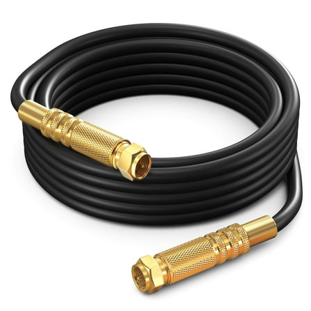 RG6 COAXIAL Cable - Quad Shielded, 12 / Black Non-Oxygen Copper Cable Wire for TV, Internet & More - Flexible Coax Cable Cord