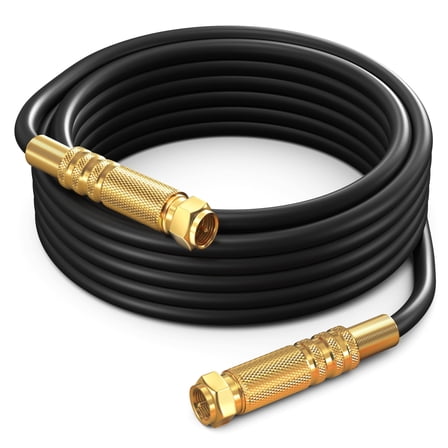 RG6 COAXIAL Cable - Quad Shielded, 15 / Black Non-Oxygen Copper Cable Wire for TV, Internet & More - Flexible Coax Cable Cord