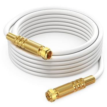 RG6 COAXIAL Cable - Quad Shielded, 15ft / White Non-Oxygen Copper Cable Wire for TV, Internet & More - Flexible Coax Cable Cord