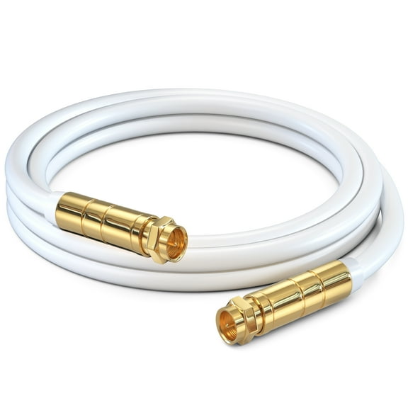 RG6 COAXIAL Cable - Quad Shielded, 4ft White Non-Oxygen Copper Cable Wire for TV, Internet & More - Flexible Coax Cable Cord