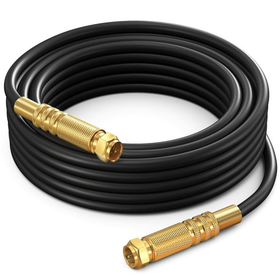 RG6 COAXIAL Cable - Quad Shielded, 50 / Black Non-Oxygen Copper Cable Wire for TV, Internet & More - Flexible Coax Cable Cord