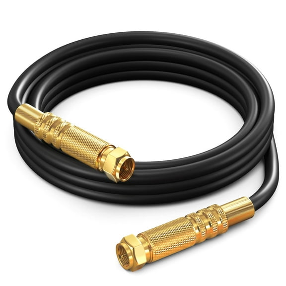 RG6 COAXIAL Cable - Quad Shielded, 6 / Black Non-Oxygen Copper Cable Wire for TV, Internet & More - Flexible Coax Cable Cord