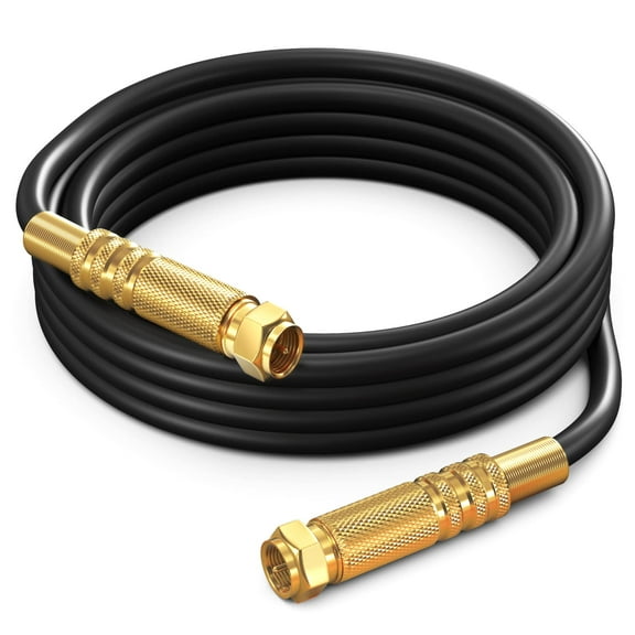 RG6 COAXIAL Cable - Quad Shielded, 8 / Black Non-Oxygen Copper Cable Wire for TV, Internet & More - Flexible Coax Cable Cord