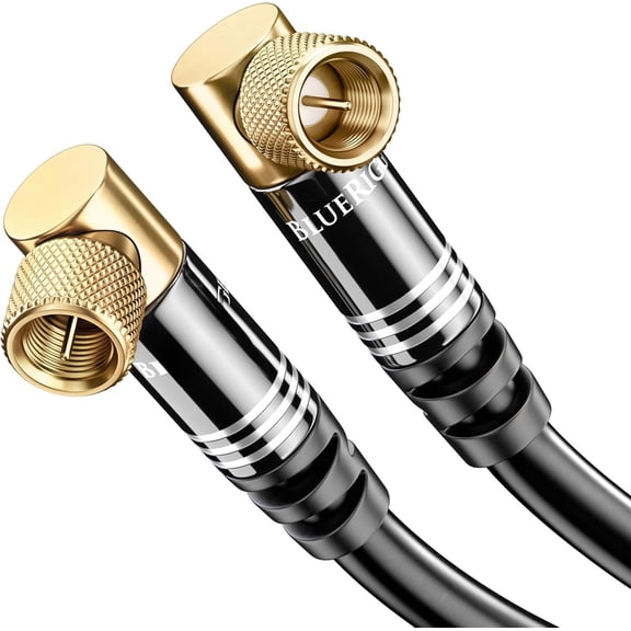 RG6 Coaxial (3FT, 90? Angled to 90? Angled Connector Pin, Plated, Triple Shielded) - Digital Audio Video Coax Cord for HDTV, CATV, Modem, Receivers