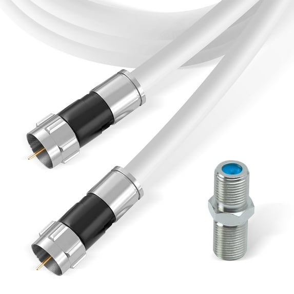 RG6 Coaxial Cable with F Connectors, High Speed Internet and TV Cord for HD TV, Xfinity, Satellite, Antenna, Cable Extension, WiFi Modem Cable (White, 1ft)