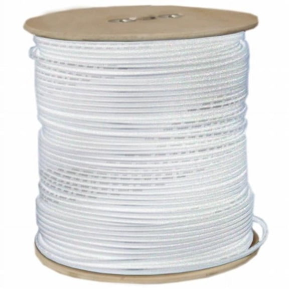 RG6 Coaxial Cable - White - 1000 ft - Solid Core - Bulk Spool