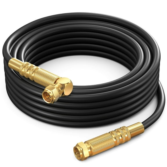 RG6 Quad Shield Coaxial Cable 50 Feet, 90 Degree Angled Cable Cord for TV Cable Wire, Coax Cable 50 Ft