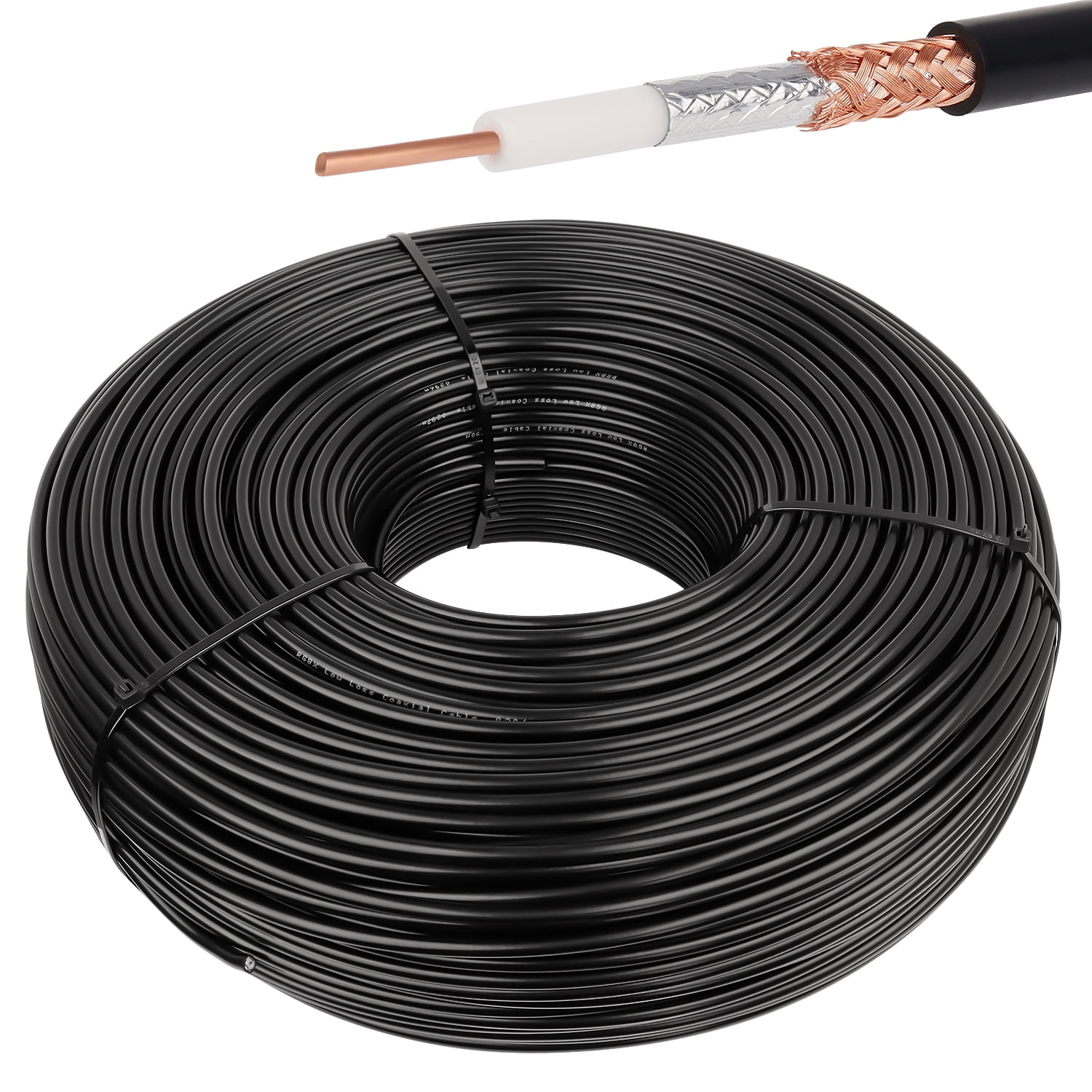 RG8X Extension Cable & Network 100ft, Low Antenna Router Cable 4G Coaxial Loss Flexible Pigtail Ohm RG8X 50 Cable Coax for RF Black Wired Impedance Wireless MOOKEERF Cable