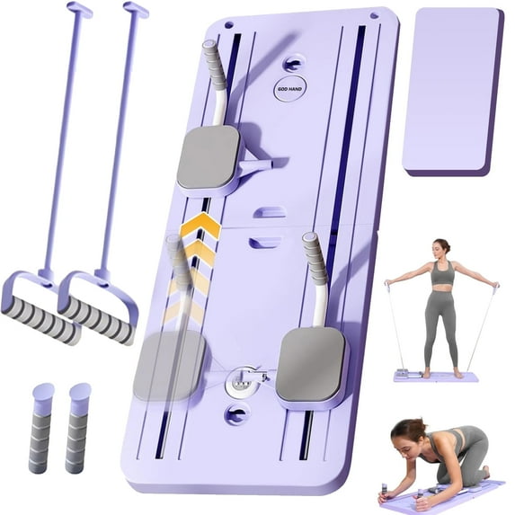 SRGARH Pilates Reformer Board with Resistance Bands – Adjustable Home Gym System for Full-Body Workout, Smart Timer & Phone Holder – All Fitness Levels(purple)
