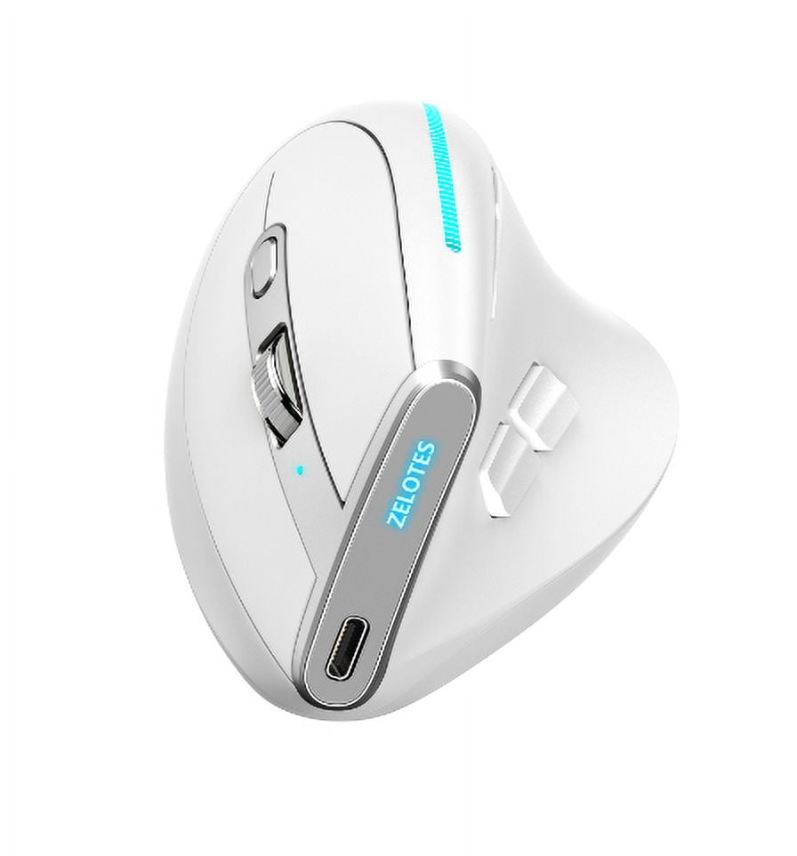 RGB 2.4G Wireless Vertaical Mouse White Rechargeable Bluetooth Mouse for Laptop Tablet Programmable Gaming Mouse Ergonomic Mice
