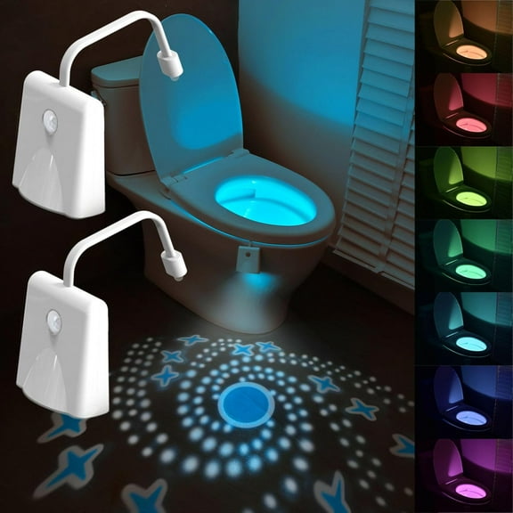RGB-2pcs 16 Color Changing Toilet Bowl Light with Motion Sensor and Star Light - Funny Gifts for Dad, Teen Boys, Girls, Men, Women