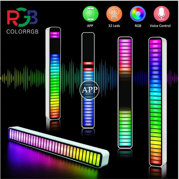 RGB 32LED Light Bar Voice Activated Color Changing Dynamic Lamp Music Sync APP Control Multi-Modes LED Strip Light Car Home Decor