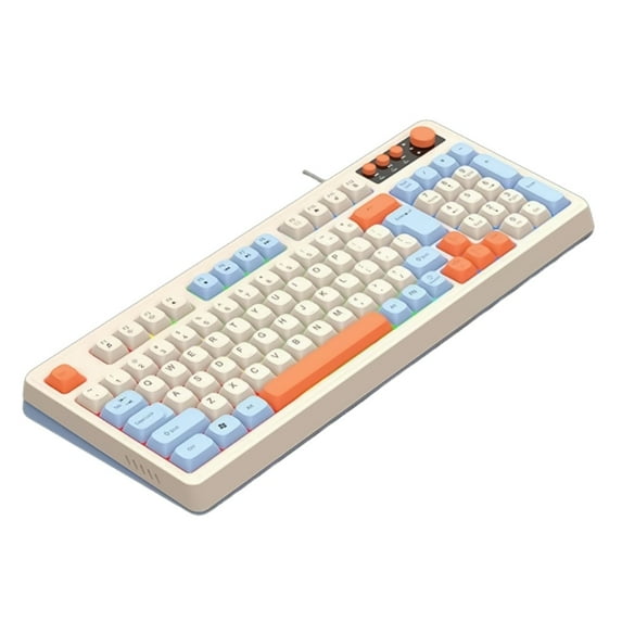 RGB Backlit Gaming Keyboard 98Keys, Ergonomic USB Wired Keyboard USB Cable for PC and IOS Wired Connection Keyboard