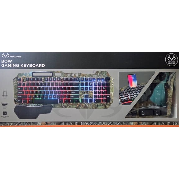 RGB Backlit Gaming Keyboard, Phone Slot with Charging Hub, Detachable Wrist Rest, Green