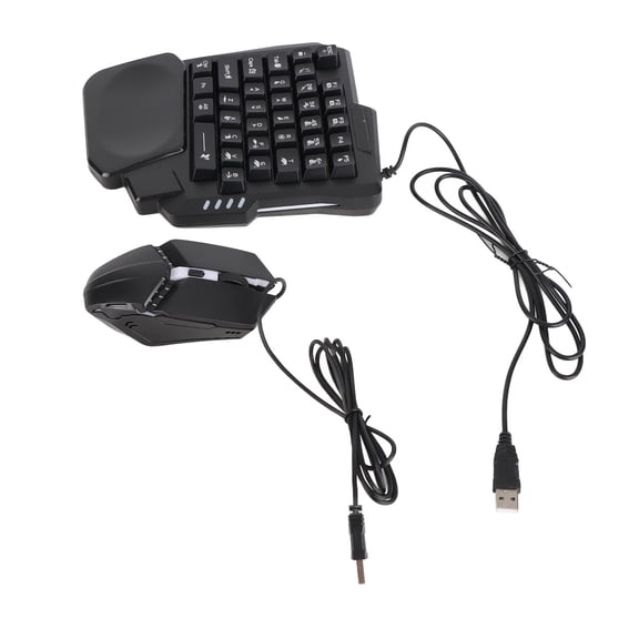 RGB Backlit Keyboard Mouse Combo 4 in 1 Single Hand Gaming Keypad Controller with Adjustable Phone Stand / 10 inches / 25.4 cm