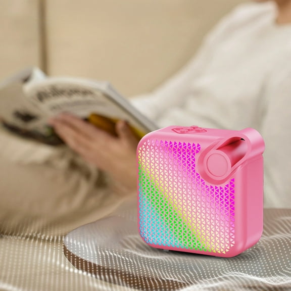 RGB Bluetooth Speaker 5.3 with Colorful LED Lights - 500mAh Battery, Low Latency, Wide Sound - 3.39" Cube Design (Blue, Pink, Yellow) - Includes Charging Cable