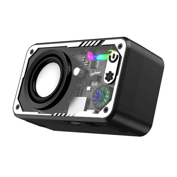 RGB Bluetooth Wireless Speaker with LED Lights, Portable Bluetooth Outdoor Speaker with TF Card Support, 3D Surround Sound, Dual Pairing, Transparent Mecha Design, Cool Birthday Gifts for Men