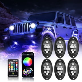 RGB Car Chassis Light Kit, Bluetooth Remote Control Underglow Lights with Music Sync, Waterproof LED Pods for Truck SUV ATV UTV, Car Interior and Exterior Atmosphere Neon Lights Decoration