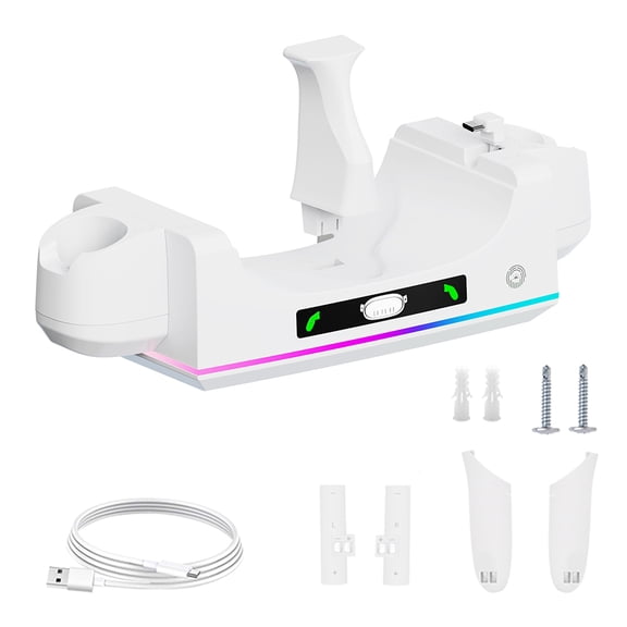 RGB Charging Dock Headset & Controllers Stand for Meta Quest 3S/3, Wall Mountable VR Charging Station