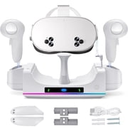 RGB Charging Dock for Oculus/Meta Quest 3S, VR Headset and Controller Fast Charger Base,Wall Mount Charging Stand for Meta Quest 3S Accessories with 2 Rechergeable,Dual-Use
